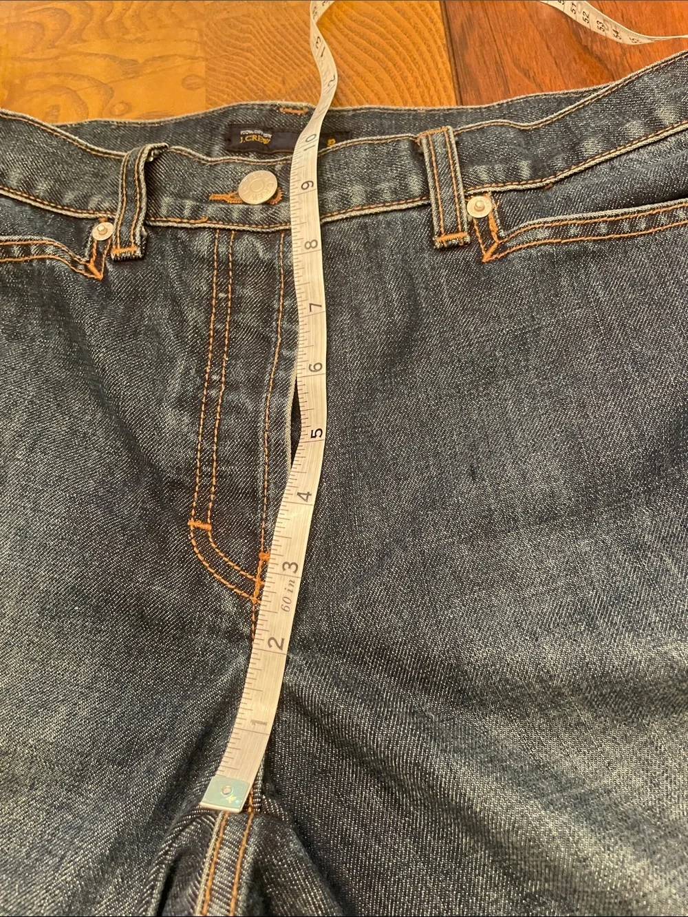 J. Crew High-Rise Dark Blue Denim Jeans with Silver Buttons C69